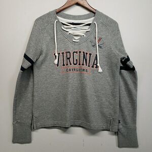 University Of Virginia Cavaliers Champion Sweatshirt Womens Medium Gray Lace Up